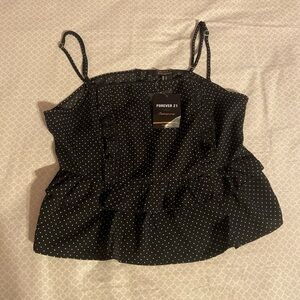 Forever 21 polka dot ruffled tank top
